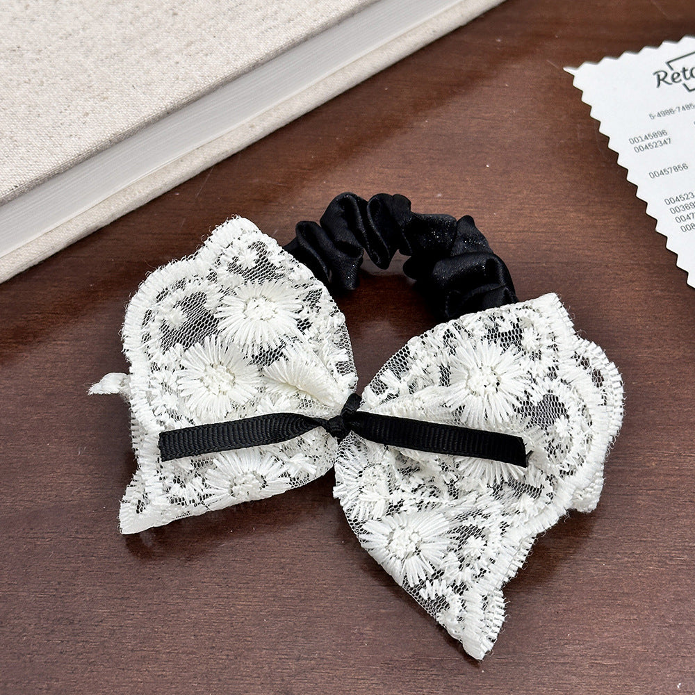 蕾絲蝴蝶結刺繡髮圈