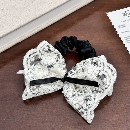 蕾絲蝴蝶結刺繡髮圈