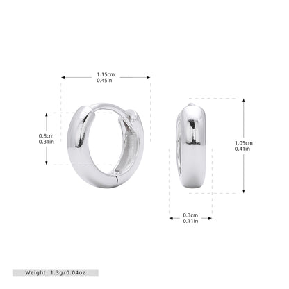 S925 耳環簡約光面素圈多尺寸耳飾輕奢時尚百搭飾品