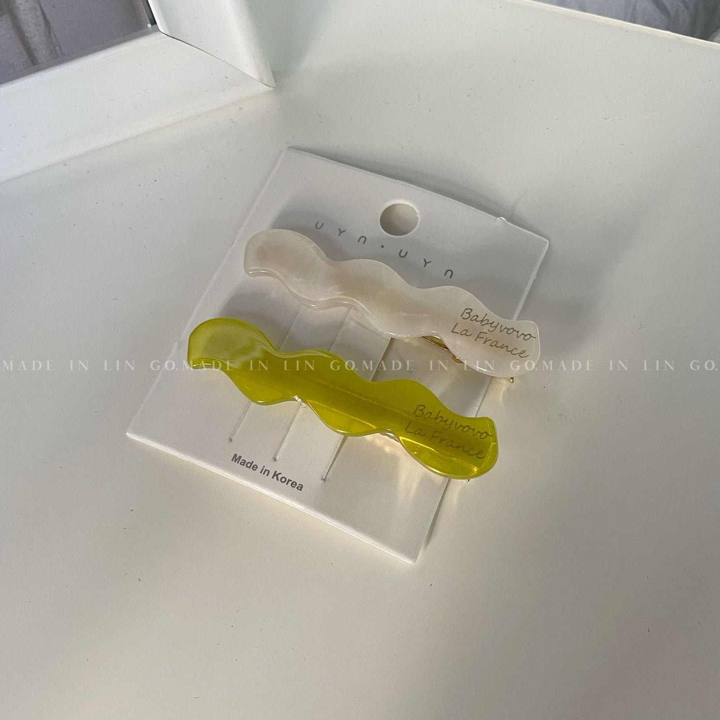 醋酸板材波浪髮夾套組－紅色紋理一對款細節｜https://igowo.tw/