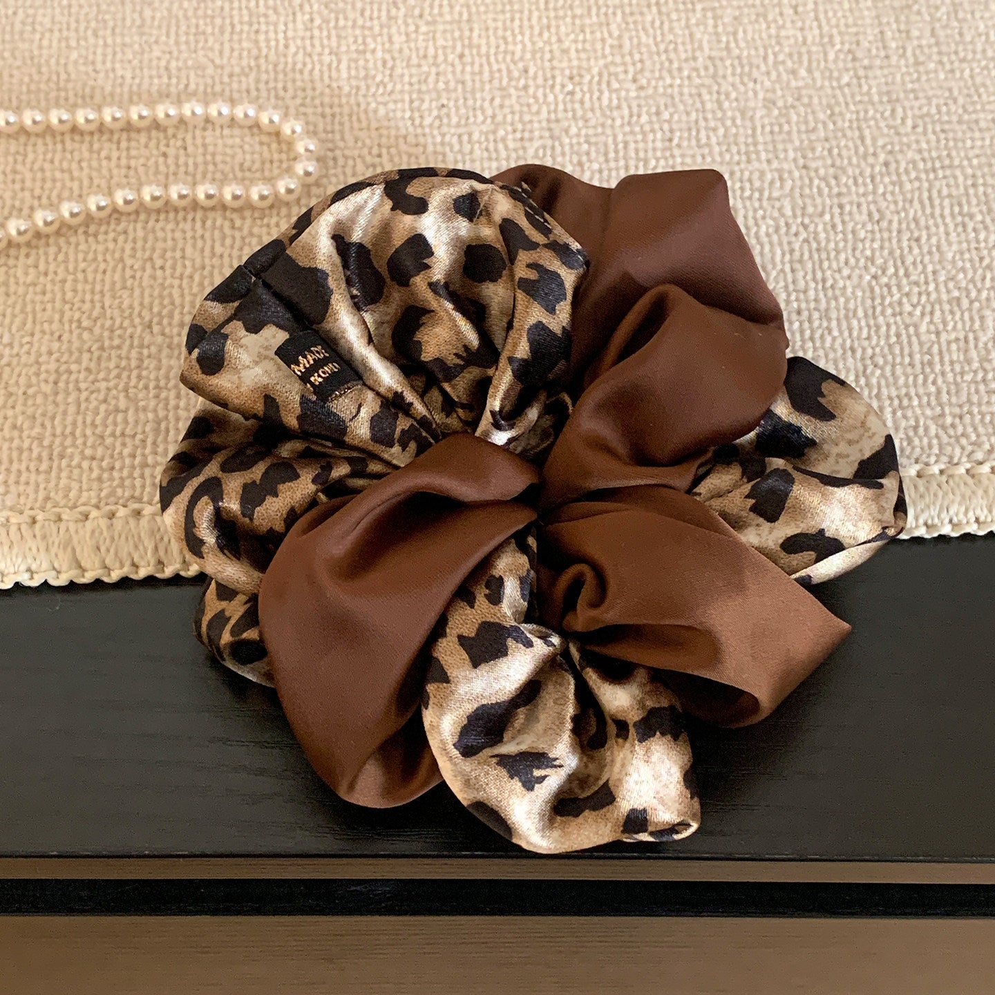 棕色豹紋纏繞髮圈