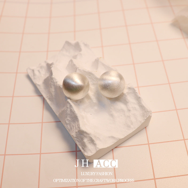 金屬圓形拉絲復古耳釘