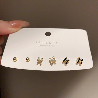 銀針愛心花朵蝴蝶耳環清新甜美少女心耳釘套裝時尚簡約設計感耳飾