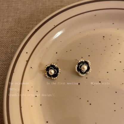 小香風蝴蝶結珍珠耳環