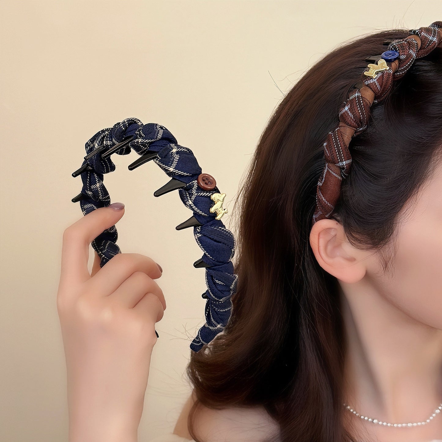 布面纏繞復古髮箍－商品主圖｜https://igowo.tw/