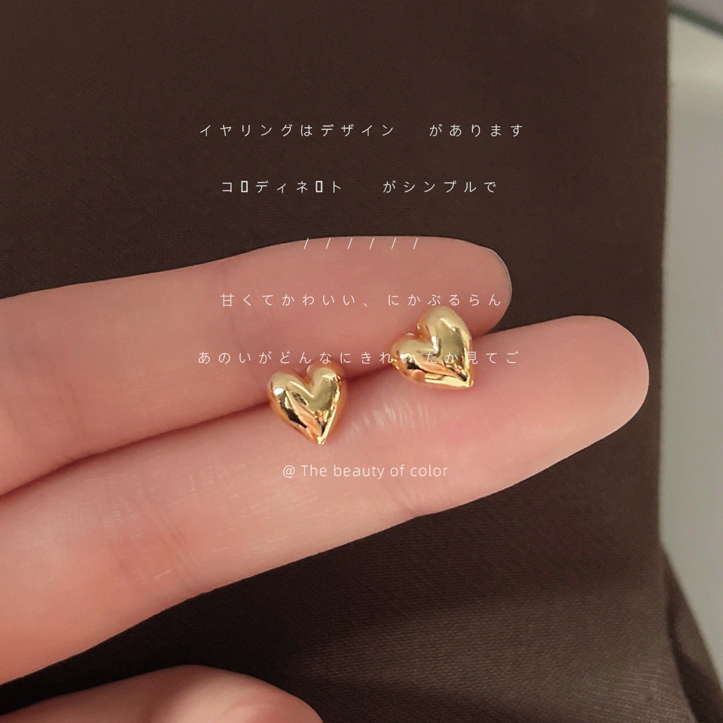 銀針愛心小巧簡約耳釘