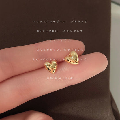 銀針愛心小巧簡約耳釘