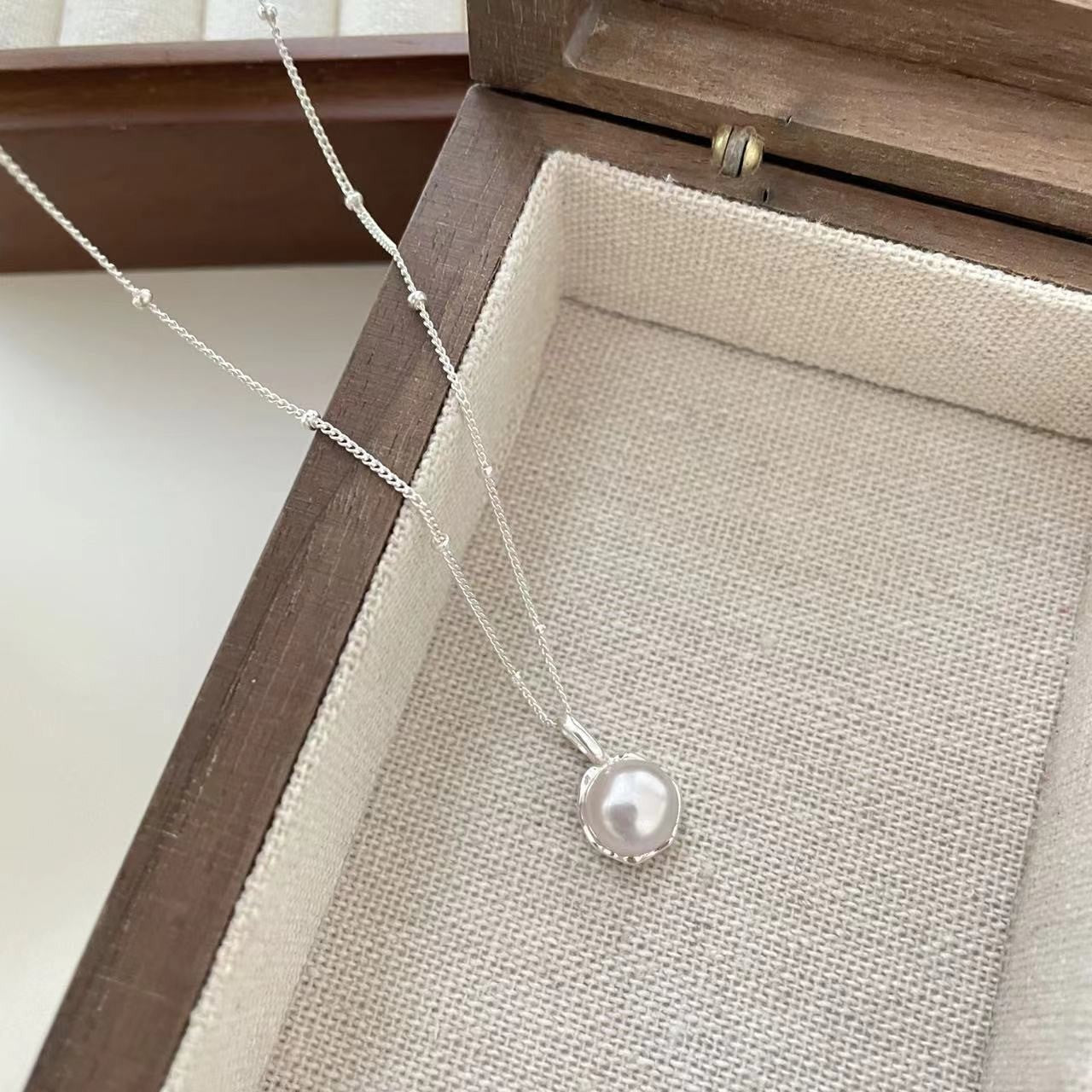 珍珠月光石墜飾項鍊