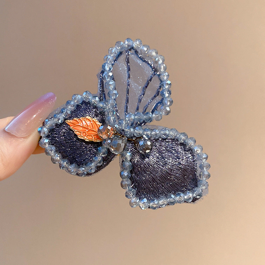 珍珠水晶串珠刺繡發夾韓系時尚百搭氣質鴨嘴夾碎發側邊劉海夾發飾