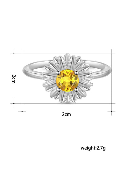 鋯石太陽花可調式戒指