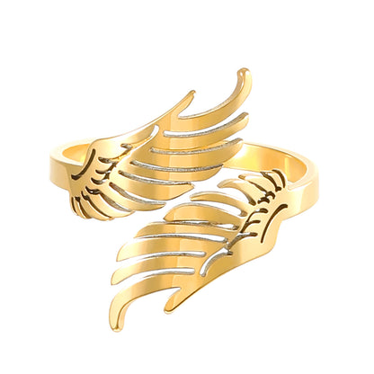 金屬天使翅膀復古戒指－細節特寫3｜https://igowo.tw/