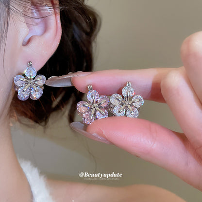 鋯石花朵雙面耳扣－商品主圖｜https://igowo.tw/