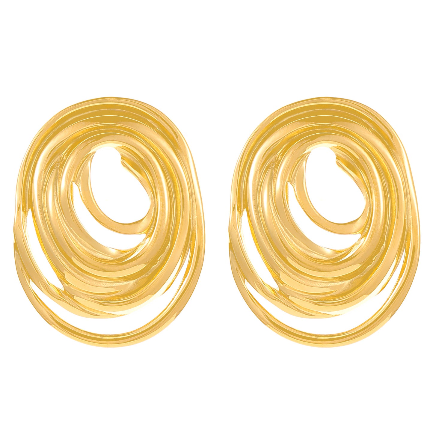 金色不鏽鋼圓形耳釘－細節特寫9｜https://igowo.tw/