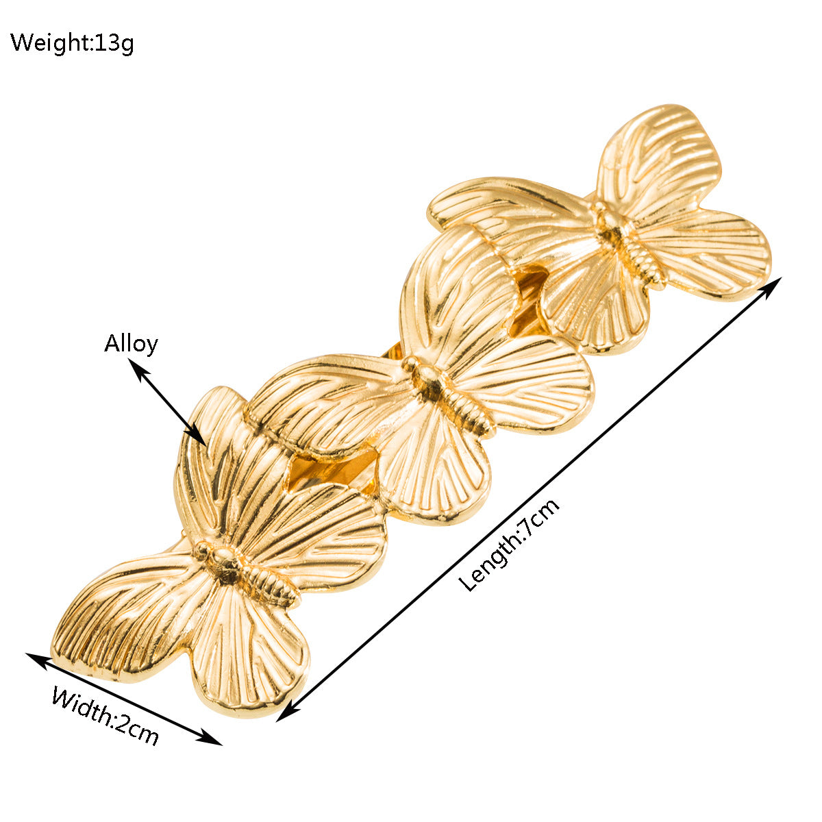 彈力繩金屬蝴蝶髮圈－金色-髮夾款細節1｜https://igowo.tw/