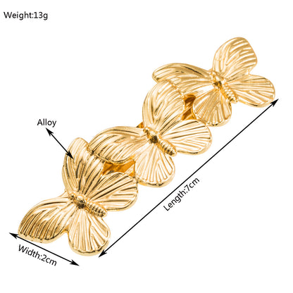 彈力繩金屬蝴蝶髮圈－金色-髮夾款細節1｜https://igowo.tw/