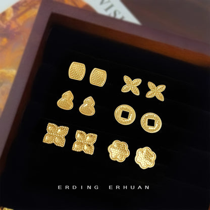 金色銀針耳釘－商品主圖｜https://igowo.tw/