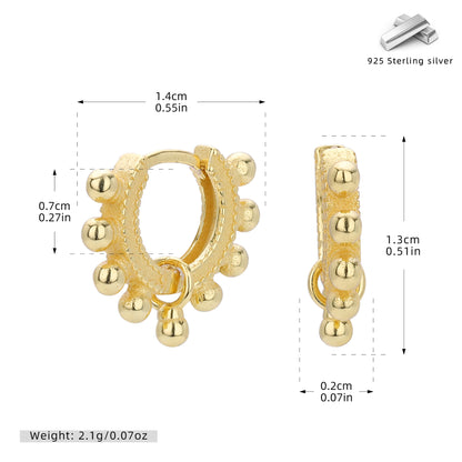 S925 歐美新款耳環個性時尚波點圓珠耳飾輕奢小眾設計飾品