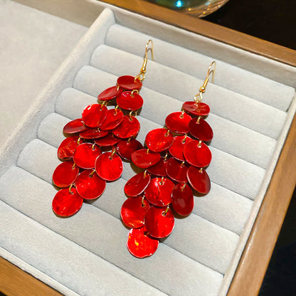紅色花朵復古耳環－30#銀針-紅色款細節17｜https://igowo.tw/