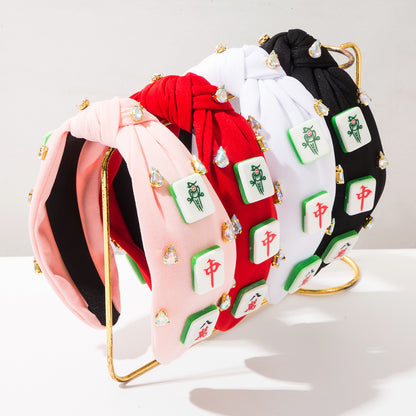 扭結寬版鑲鑽髮箍－商品主圖｜https://igowo.tw/