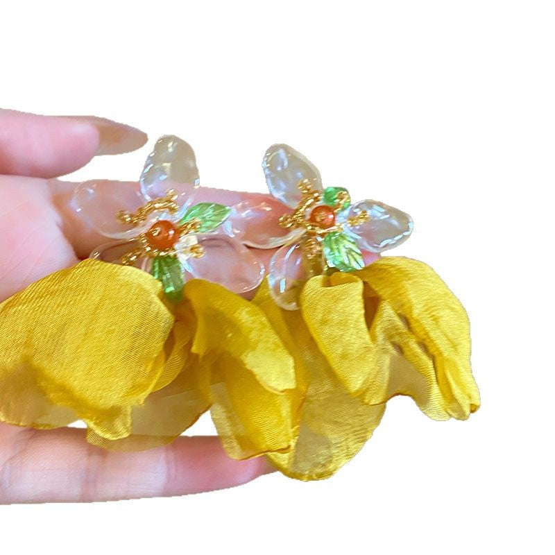 銀針森系花朵流蘇耳釘小眾復古氣質耳環輕奢百搭高級感耳飾批發女