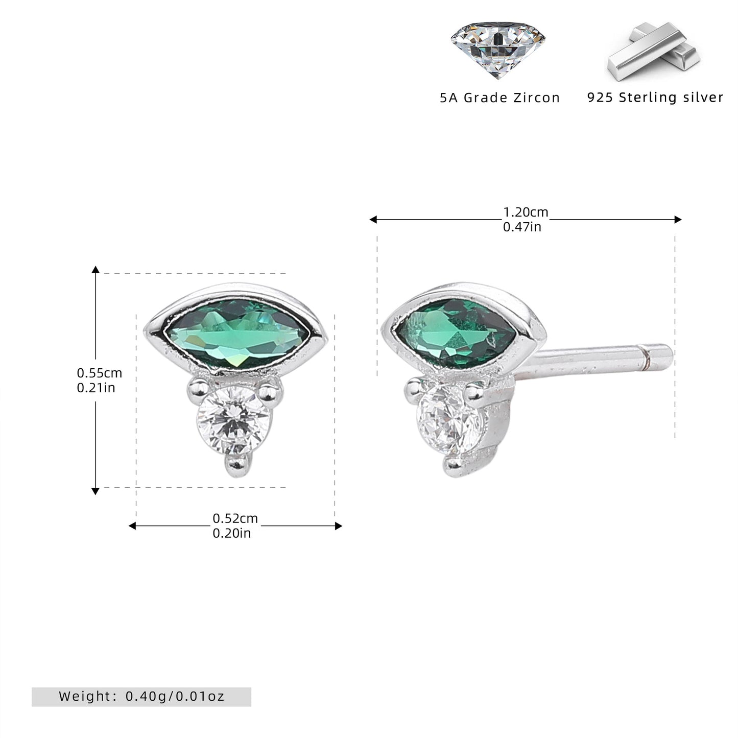 S925 新款法式時尚歐美風綠寶石耳釘氣質個性高級感耳飾品