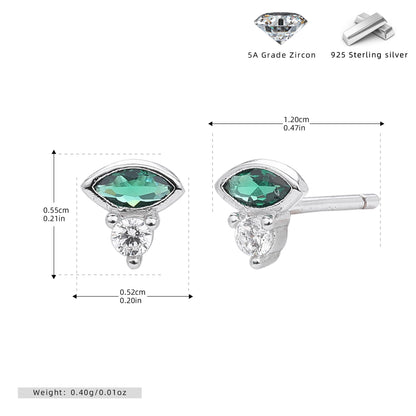 S925 新款法式時尚歐美風綠寶石耳釘氣質個性高級感耳飾品