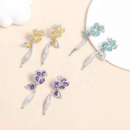 S925鋯石花朵耳釘－商品主圖｜https://igowo.tw/