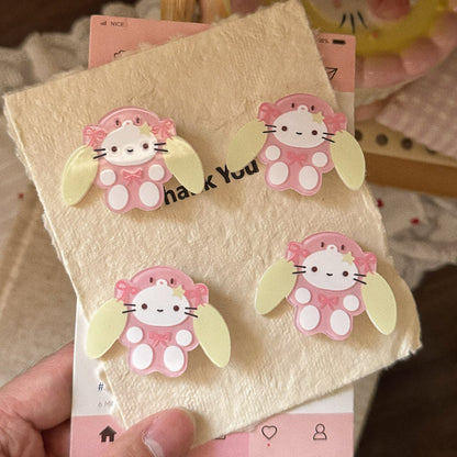 粉色壓克力兔子髮夾－商品主圖｜https://igowo.tw/