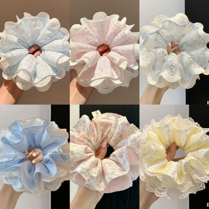 粉色蕾絲碎花髮圈－商品主圖｜https://igowo.tw/
