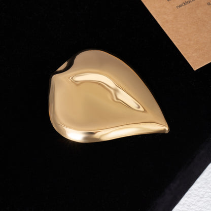 橢圓不規則簡約胸針－2/金色款細節｜https://igowo.tw/