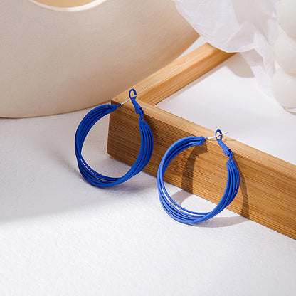 藍色銀針蝴蝶小巧耳釘