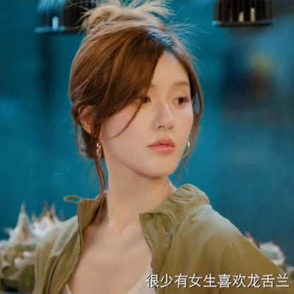 許我耀眼趙露思同款銀針圓形耳圈時尚簡約百搭耳環小眾設計感耳飾