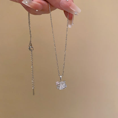 韓系貓咪鑲鉆項鏈