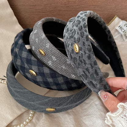 灰色碎花豹紋髮箍－商品主圖｜https://igowo.tw/