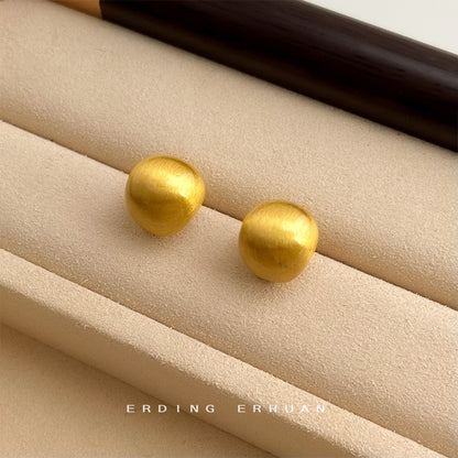 銀針圓形拉絲簡約耳環