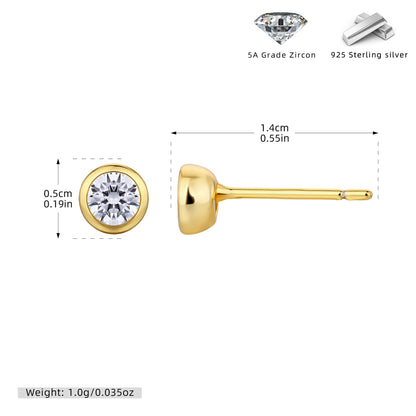 S925 耳釘包鑲圓形鋯石耳釘百搭時尚輕奢高級感飾品