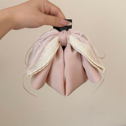 蕾絲布面蝴蝶結髮夾