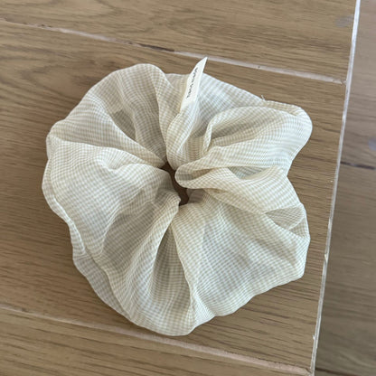 繽紛格紋髮箍－米白髮箍款細節｜https://igowo.tw/