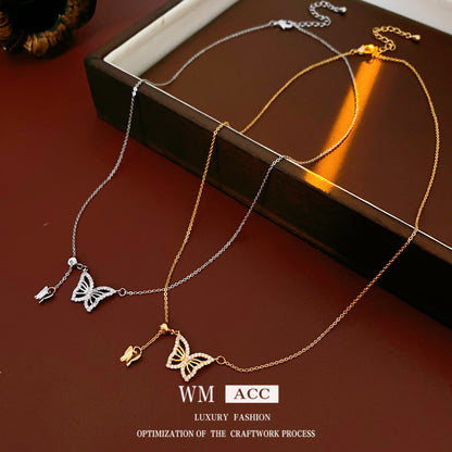 金色蝴蝶墜飾電鍍項鍊－商品主圖｜https://igowo.tw/