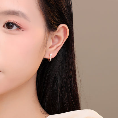 S925 鑲鋯U形耳環2025新款女ins風簡約時尚小眾百搭睡覺免摘耳