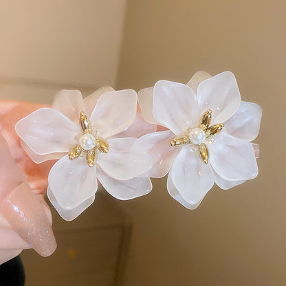 花朵流蘇誇張耳環