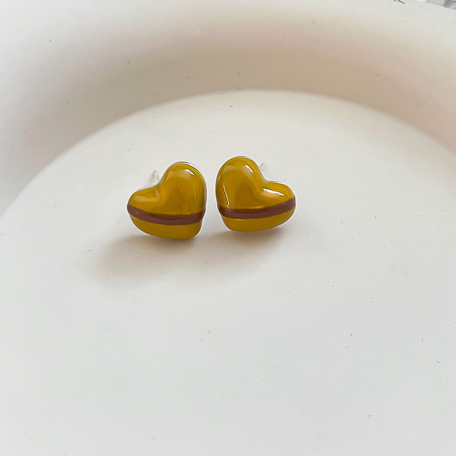 繽紛琺瑯銀針愛心耳釘