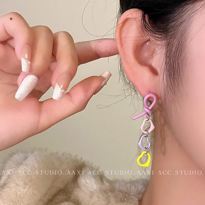 串串愛心彩色耳環