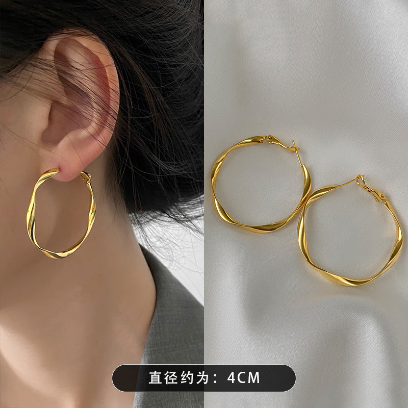 銀針跨境冷淡風金屬幾何耳環新款輕奢時尚耳圈小眾高級感耳飾批發