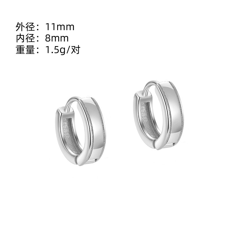 S925 光面素圈耳環高級感簡約冷淡風氣質時尚百搭耳圈耳扣耳飾