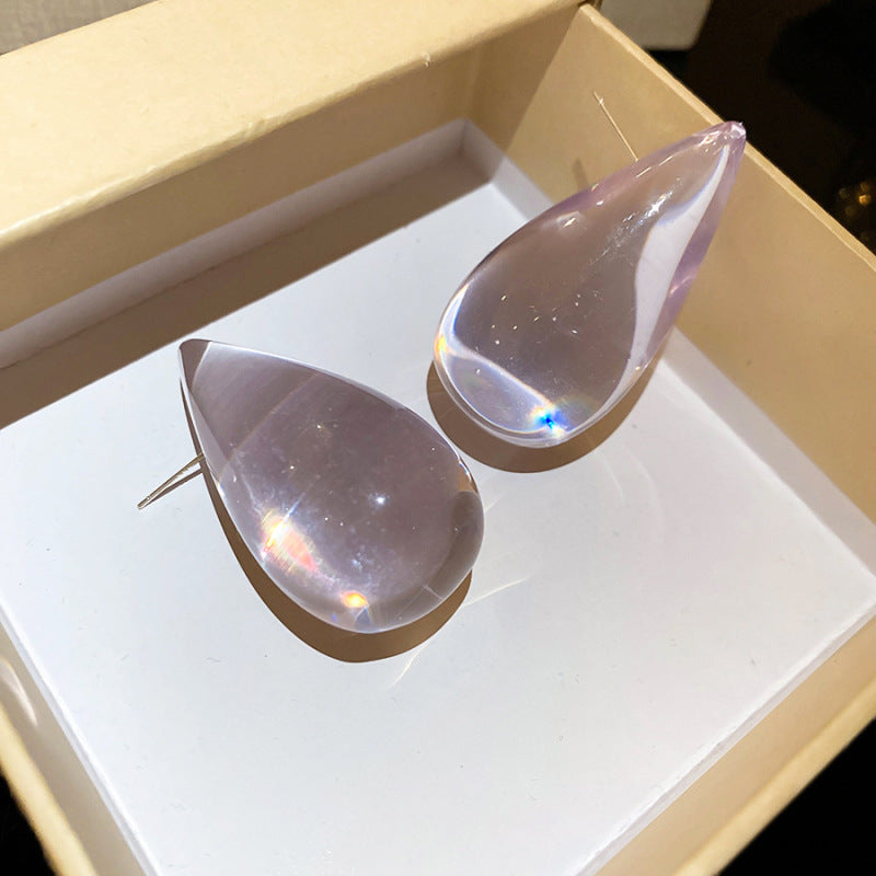 透明樹脂水滴簡約耳釘