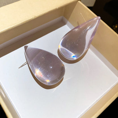 透明樹脂水滴簡約耳釘