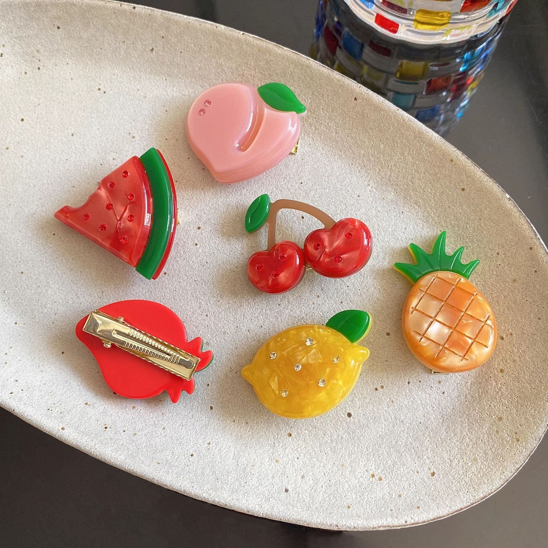 醋酸板材西瓜櫻桃髮夾－商品主圖｜https://igowo.tw/