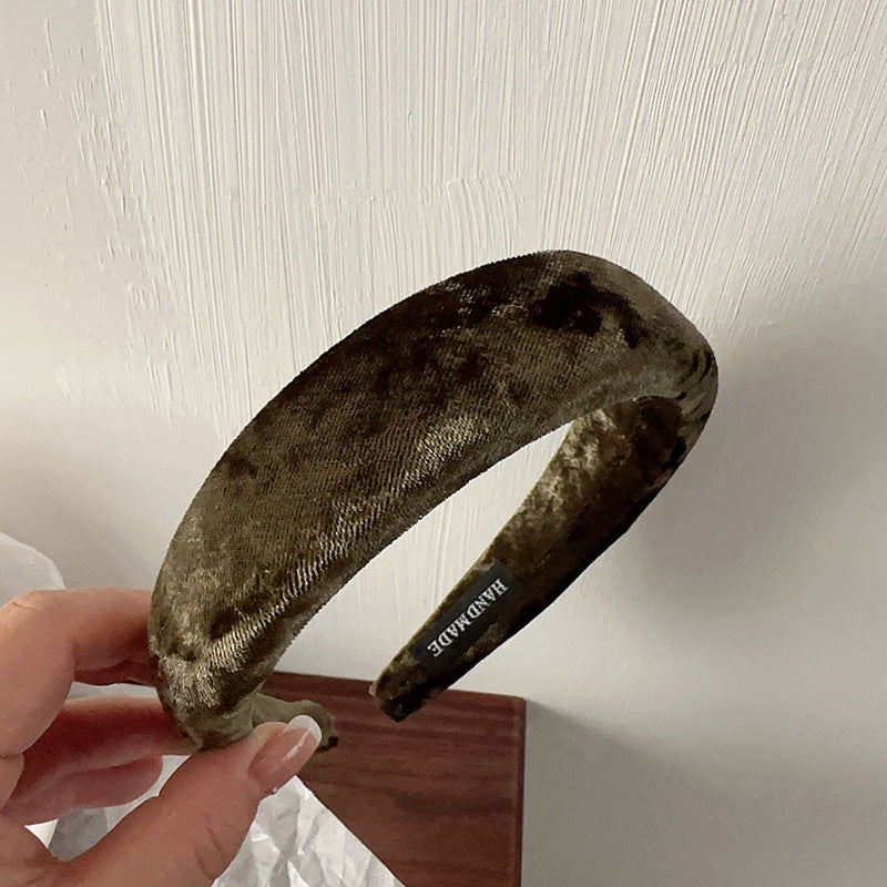 綠色布面格紋髮箍－綠色組-草綠款細節｜https://igowo.tw/