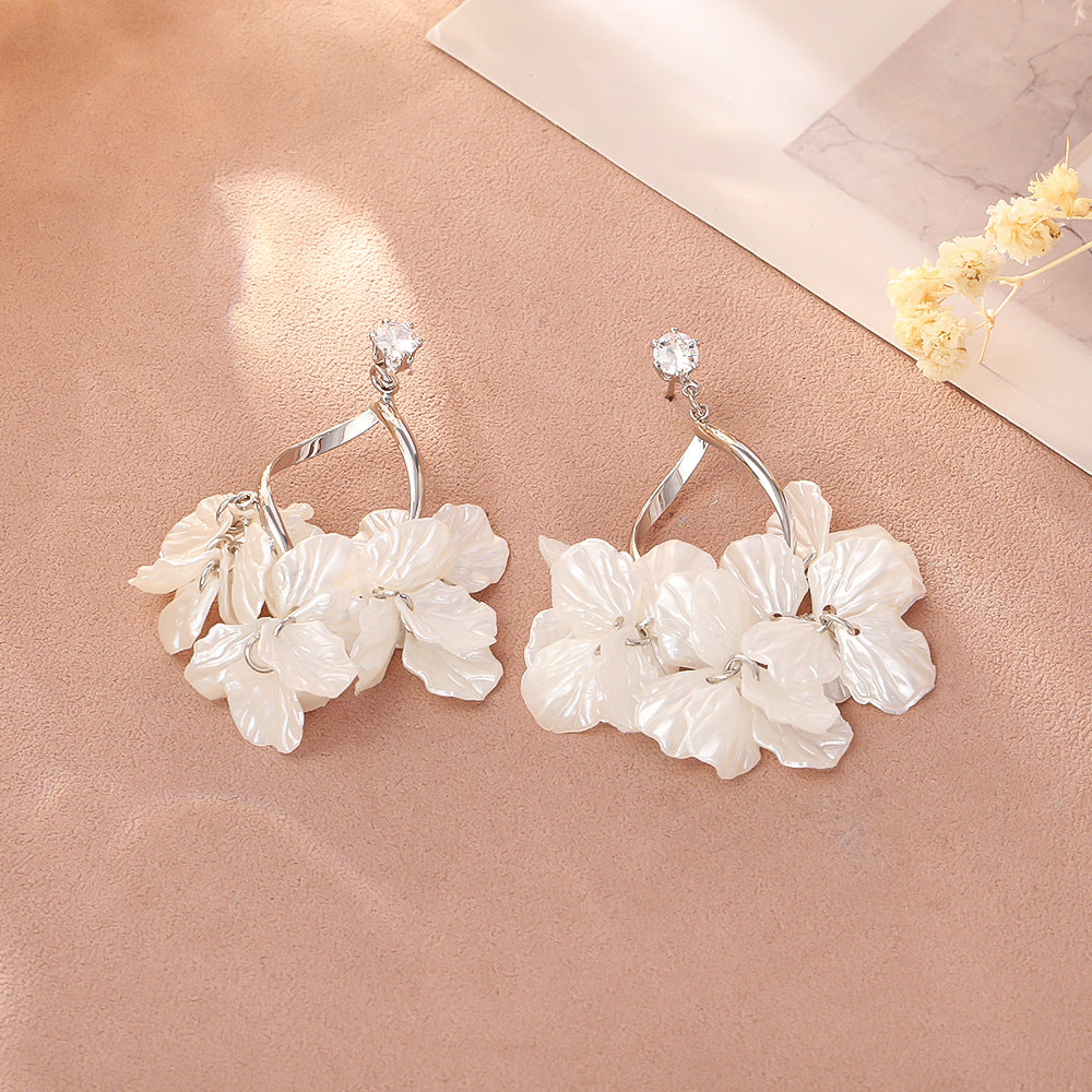S925花朵長版耳環